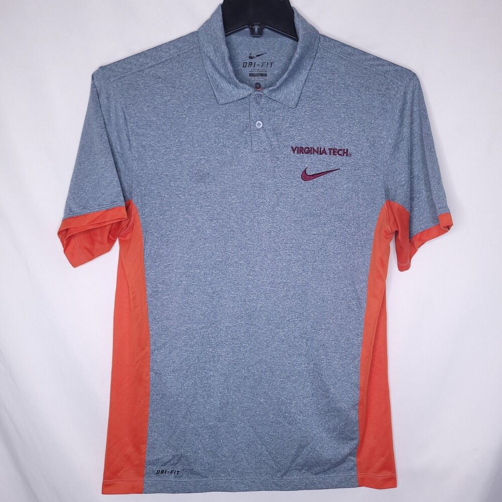 Nike Polo Shirt Mens Small Blue Virginia Tech Dri Fit